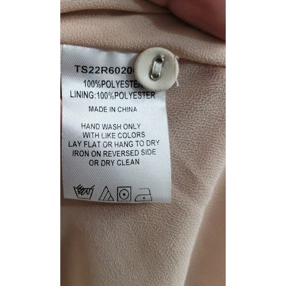 THE SHIRT ROCHELLE BEHRENS XS Sheer Beige Blue Floral Ruffle Trim Mini Dress - Picture 5 of 11